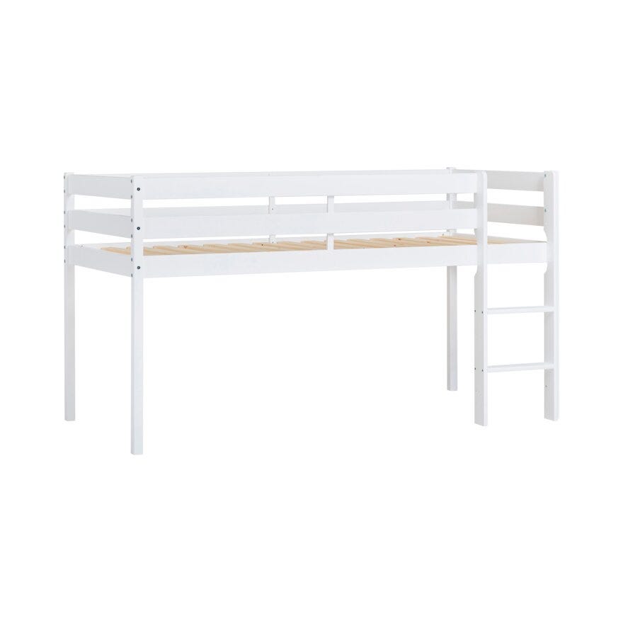 Hoppekids ECO ONE Barneseng halvhøy 90x200 cm i Hvit