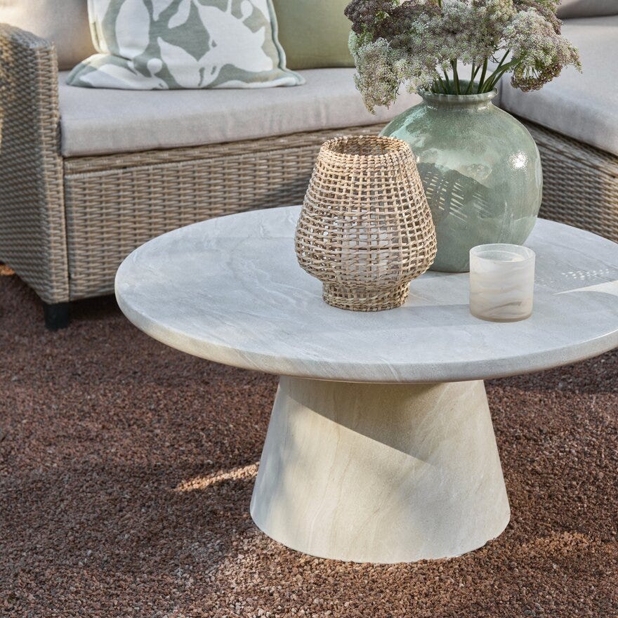 RINGA Sofabord Ø90 cm i Beige/natur