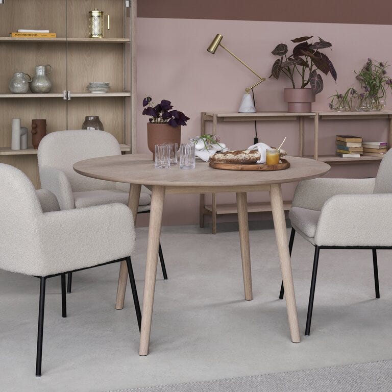 ØLAND Rundt spisebord Ø120 cm i Beige/natur