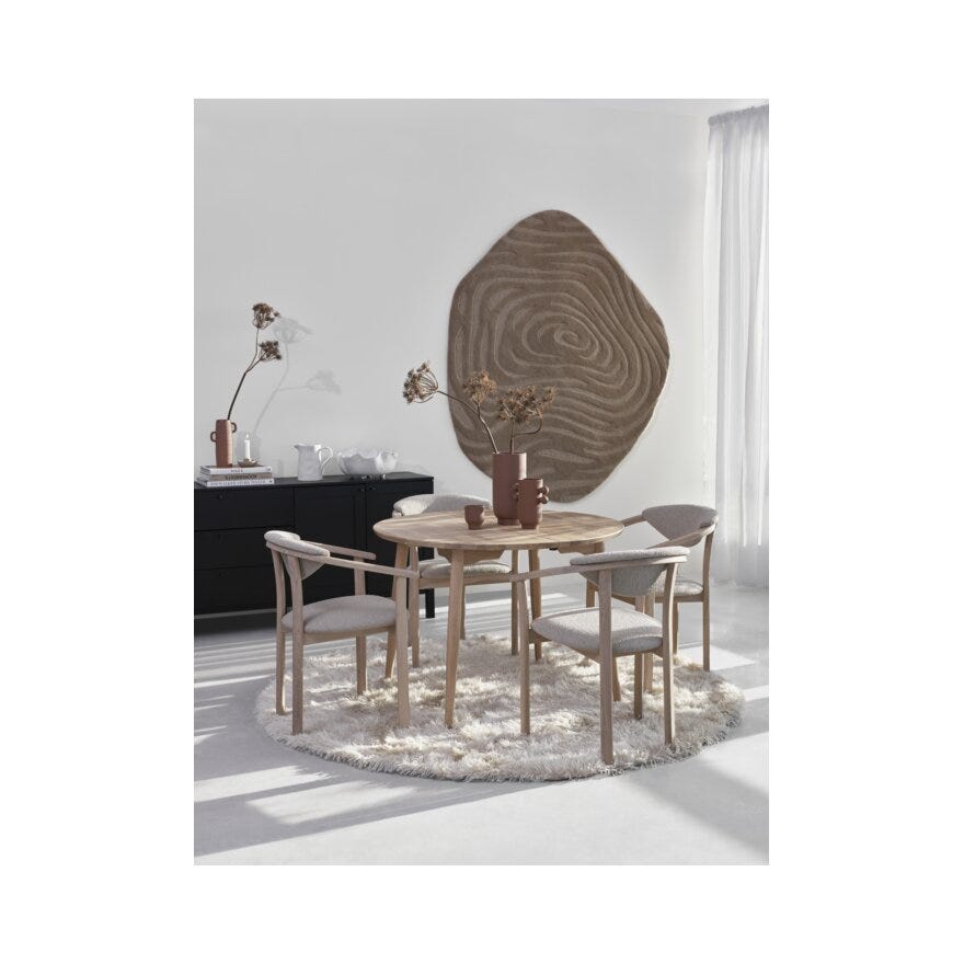 BOWEN Rundt teppe Ø160 cm i Beige/natur