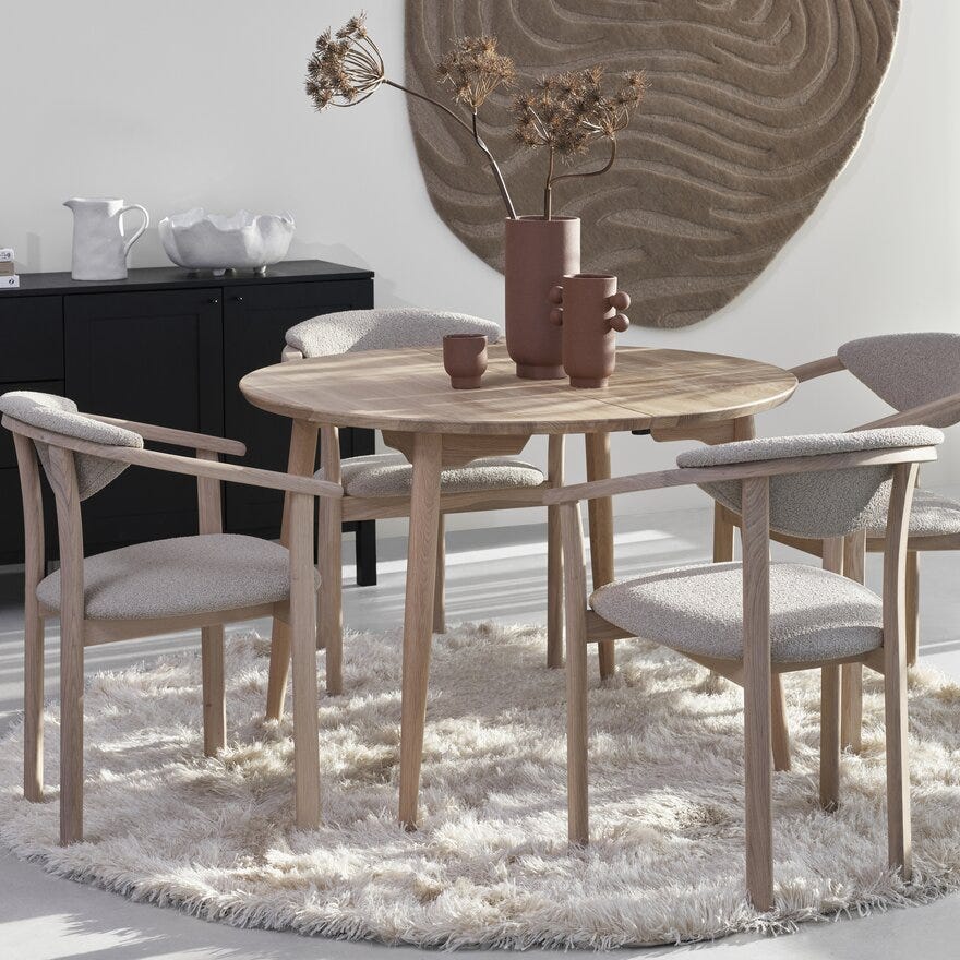 GITTE Spisestol med armlene i Beige/natur