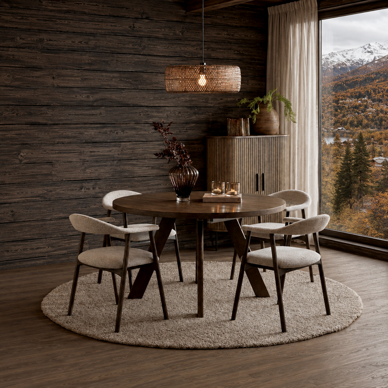 BASTIA Rundt spisebord Ø130 cm i Brun