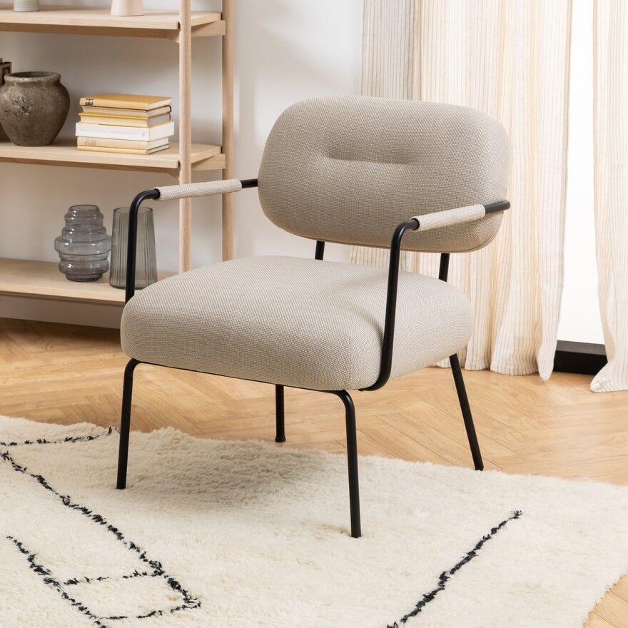 DILLON Loungestol i Beige/natur