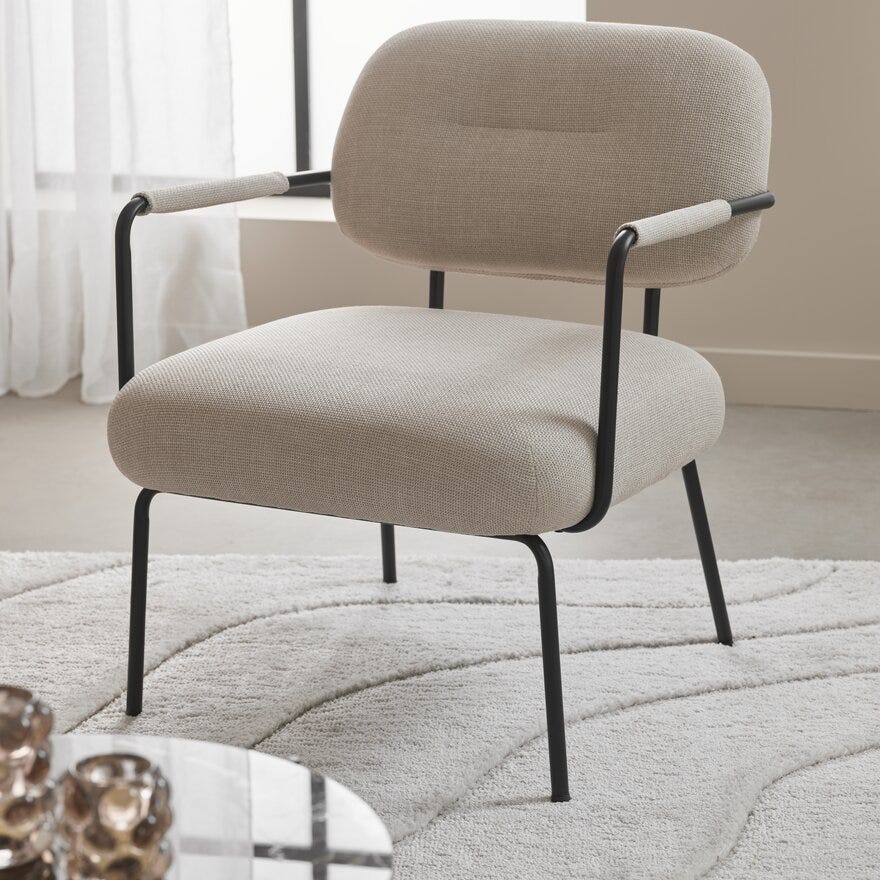 DILLON Loungestol i Beige/natur