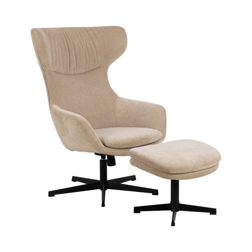 HAWAII Hvilestol med fotskammel i Beige/natur