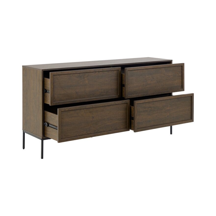 SANDNES Kommode 157x40 cm i Brun