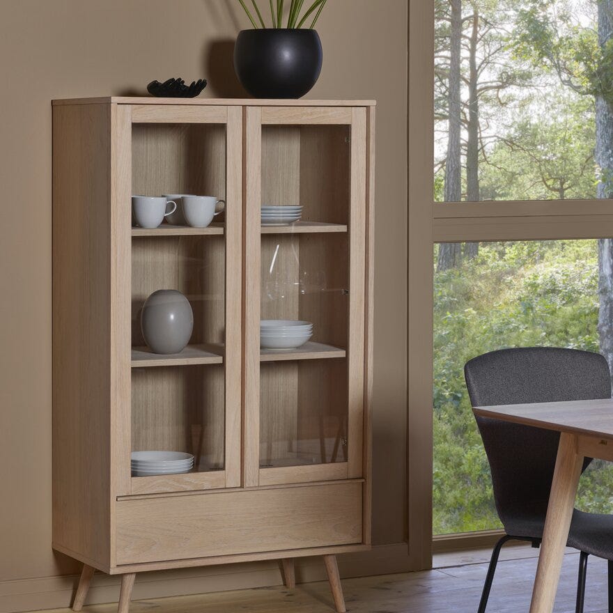TRONDHEIM Vitrineskap B:85 cm i Beige/natur