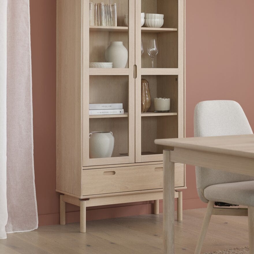 WOLIN Vitrineskap 90x40 cm i Beige/natur