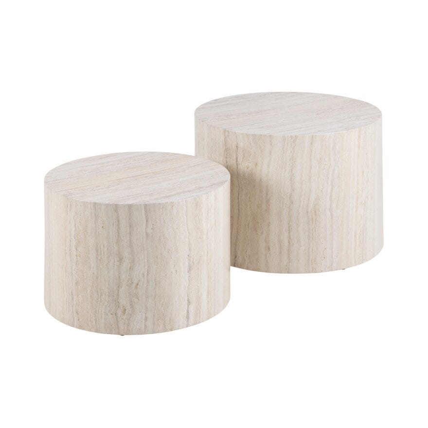 DICE Sofabordsett Ø58 cm i Beige/natur