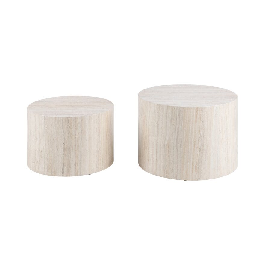 DICE Sofabordsett Ø58 cm i Beige/natur