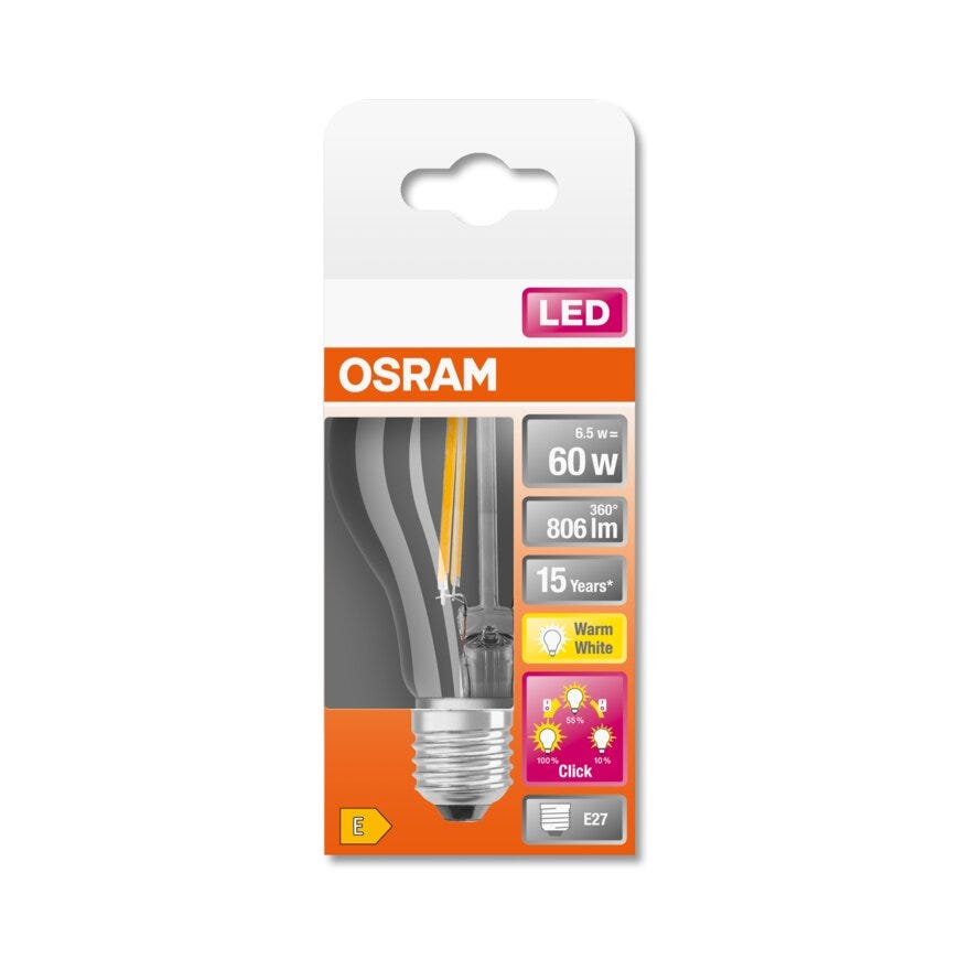 OSRAM Klikk dim lyspære i Klar
