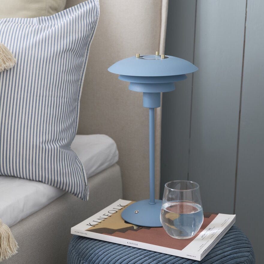 Aneta Lighting VALENCIA Bordlampe oppladbar H37 cm i Blå