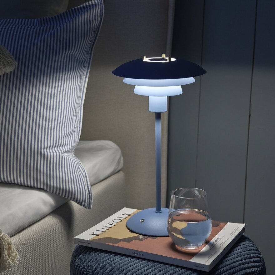 Aneta Lighting VALENCIA Bordlampe oppladbar H37 cm i Blå