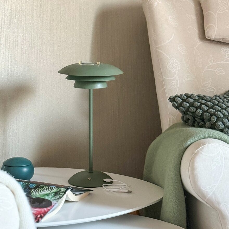 Aneta Lighting VALENCIA Bordlampe oppladbar H37 cm i Grønn
