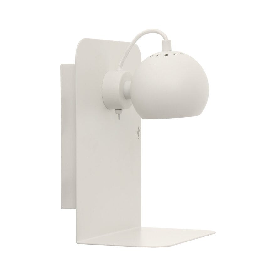 Frandsen BALL Vegglampe med hylle H30 cm i Hvit