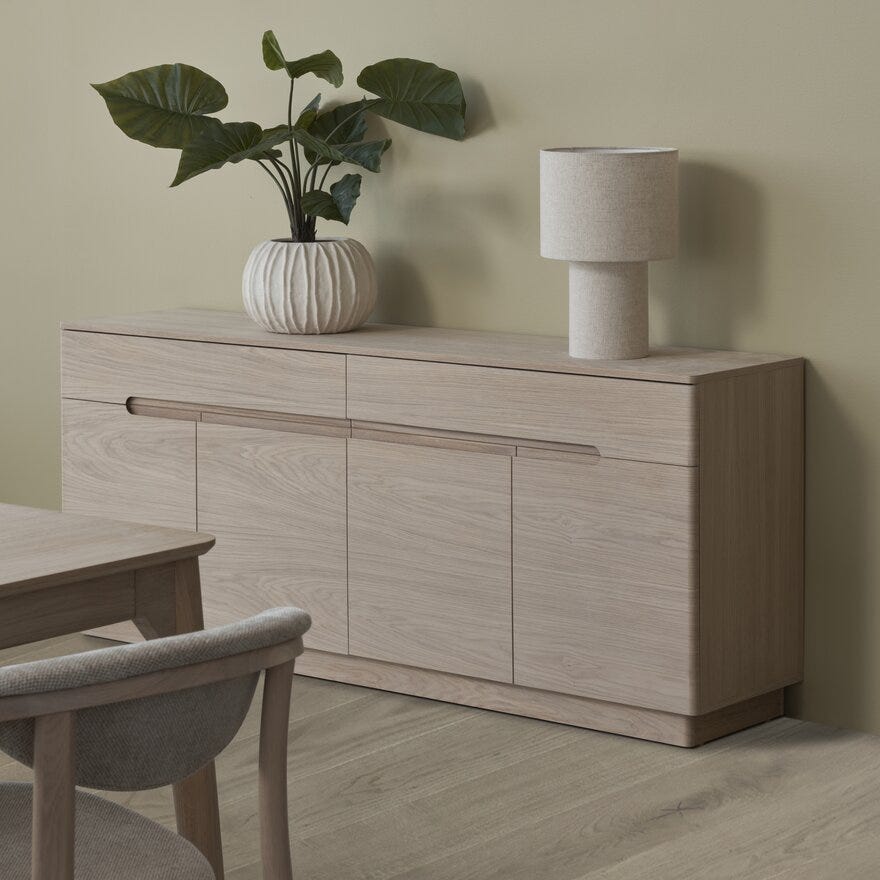 SCANDI Skjenk 180x45 cm i Beige/natur
