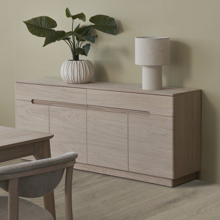 SCANDI Skjenk 180x45 cm i Beige/natur
