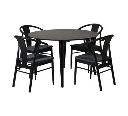 Form svart spisegruppe Ø120