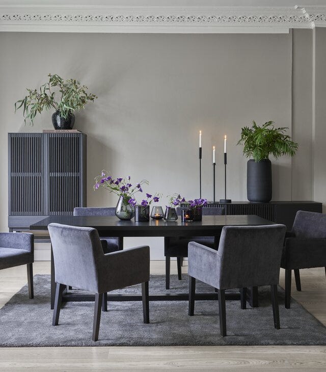 FRIBURG Spisegruppe 90x210 cm i Svart