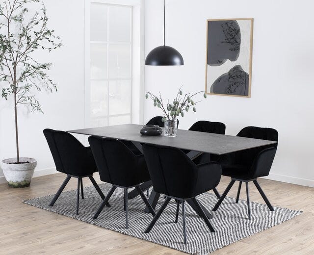 HEAVEN Spisegruppe 100x200 cm i Svart
