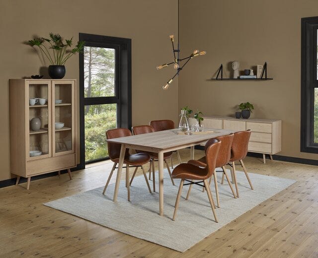 TRONDHEIM Spisegruppe 90x180 cm i Beige/natur