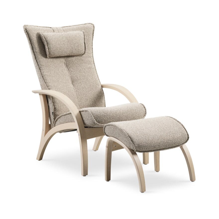Brunstad DELTA Hvilestol med fotskammel i Beige/natur