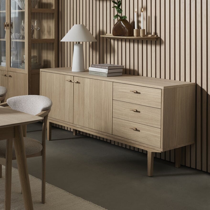 MALMØ Skjenk 186x44 cm i Beige/natur