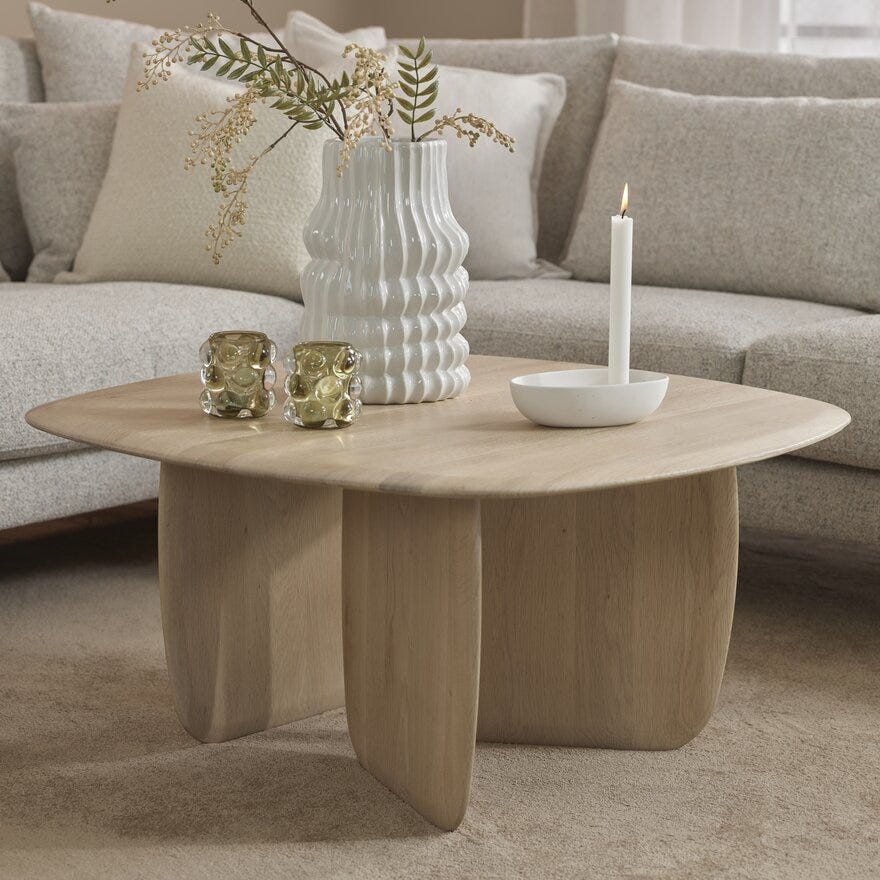 Holmen ASGEIR Sofabord Ø80 cm i Beige/natur