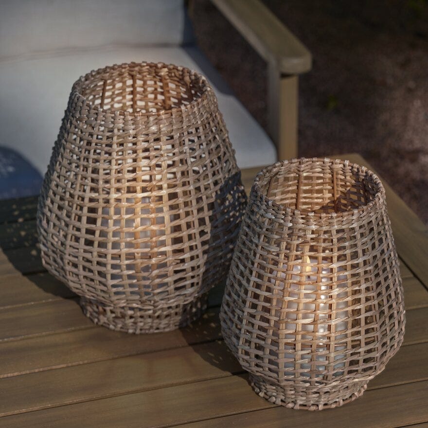 Holmen BALI Lykt H25 cm i Beige/natur