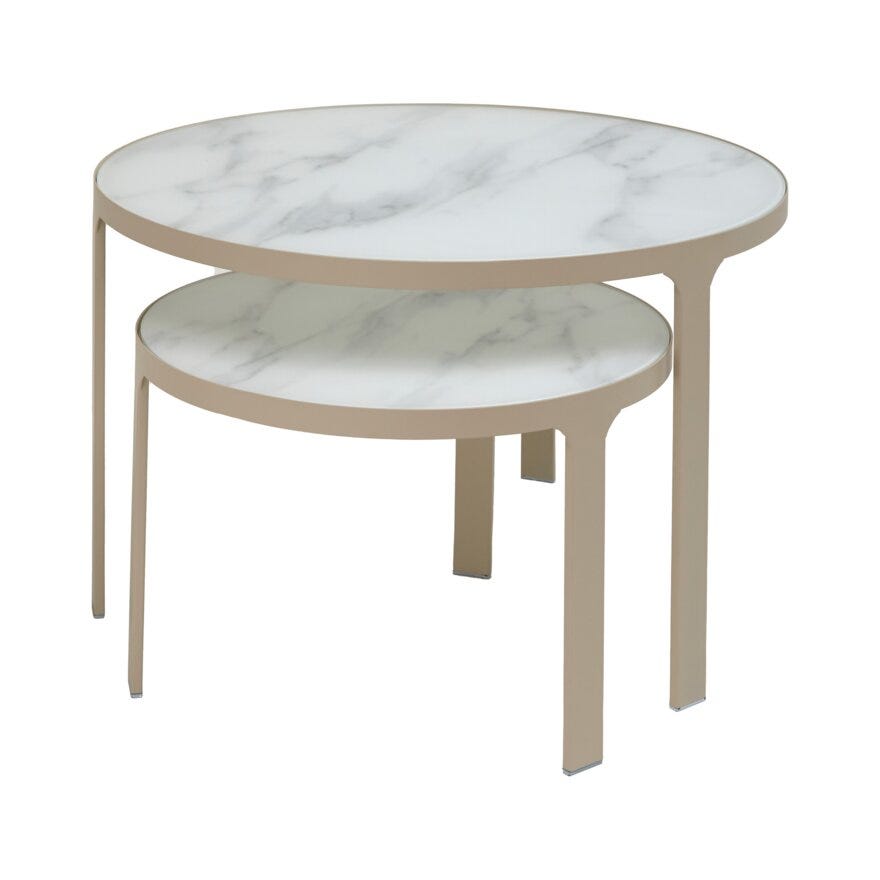 NAKAMEGURO Sofabordsett Ø70 cm i Beige/natur