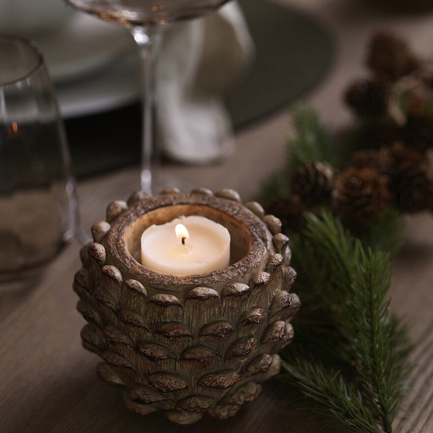 Holmen TINNA Julelysholder H8.5 cm i Brun