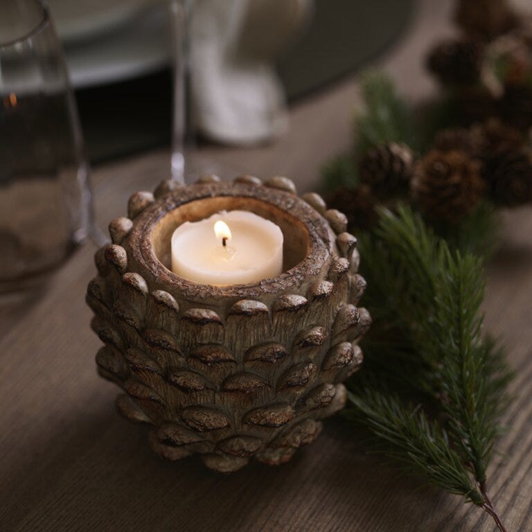 Holmen TINNA Julelysholder H8.5 cm i Brun