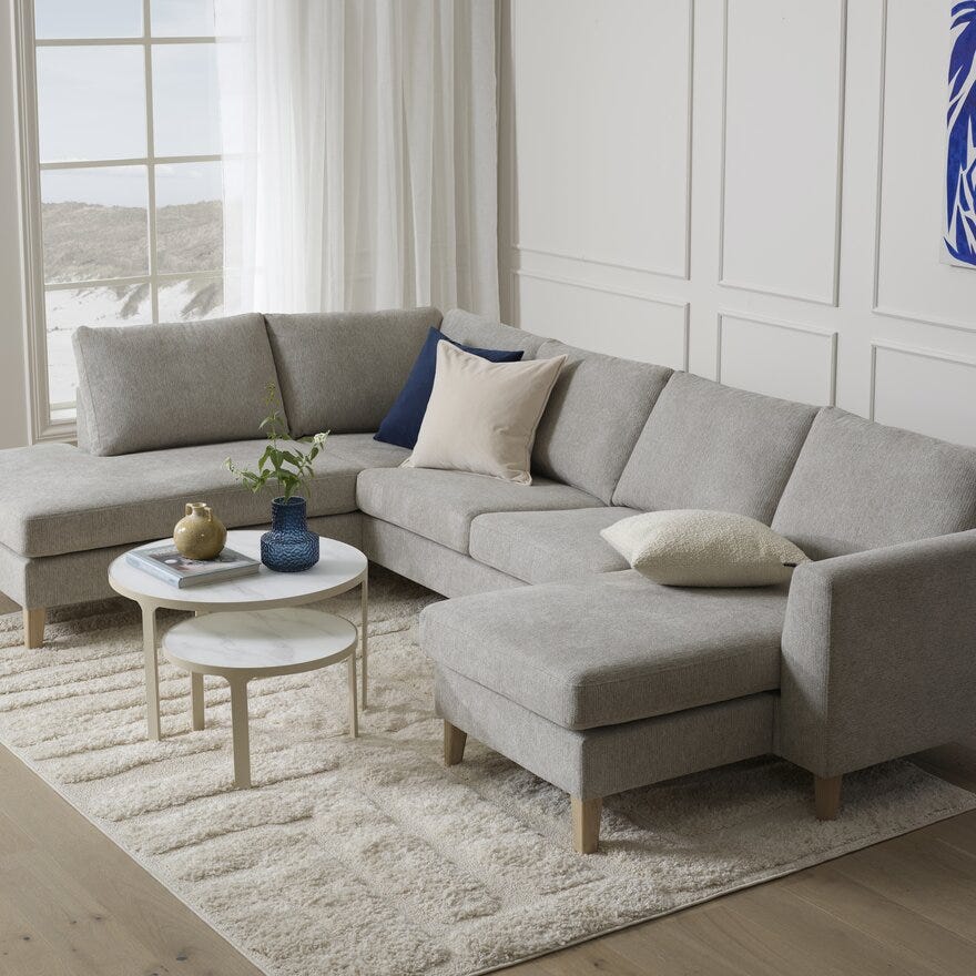 NAKAMEGURO Sofabordsett Ø70 cm i Beige/natur