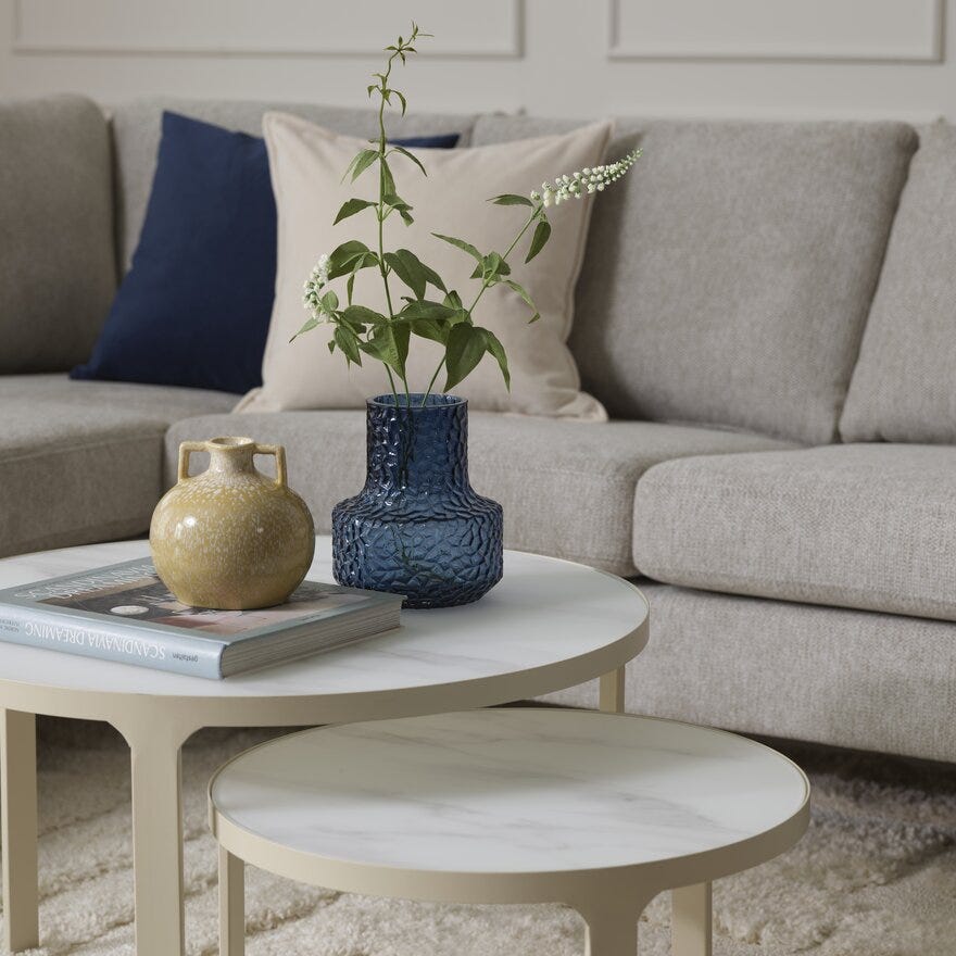 NAKAMEGURO Sofabordsett Ø70 cm i Beige/natur