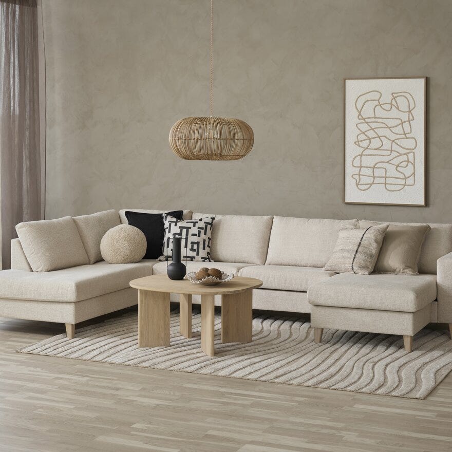 BELMONT Hjørnesofa i Beige/natur