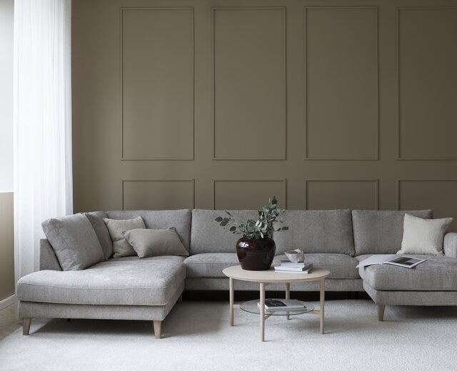 BURBANK Hjørnesofa med sjeselong og endeavslutning i Beige/natur