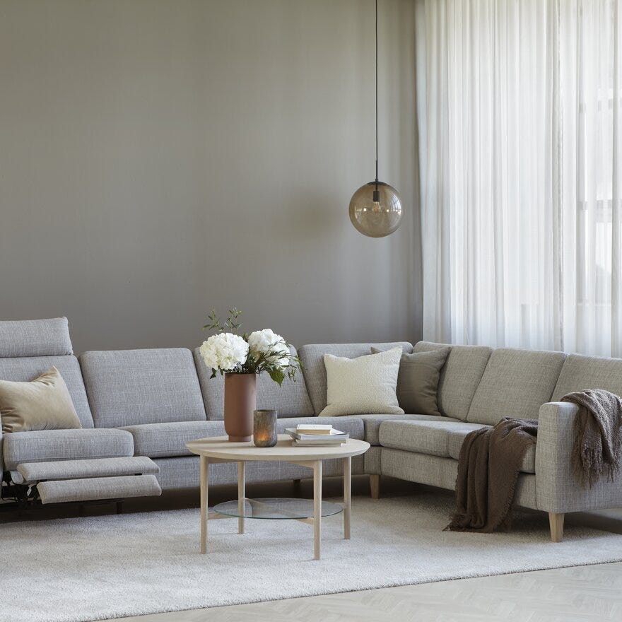 ETON Hjørnesofa med recliner i Beige/natur