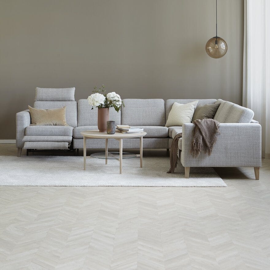 ETON Hjørnesofa med recliner i Beige/natur