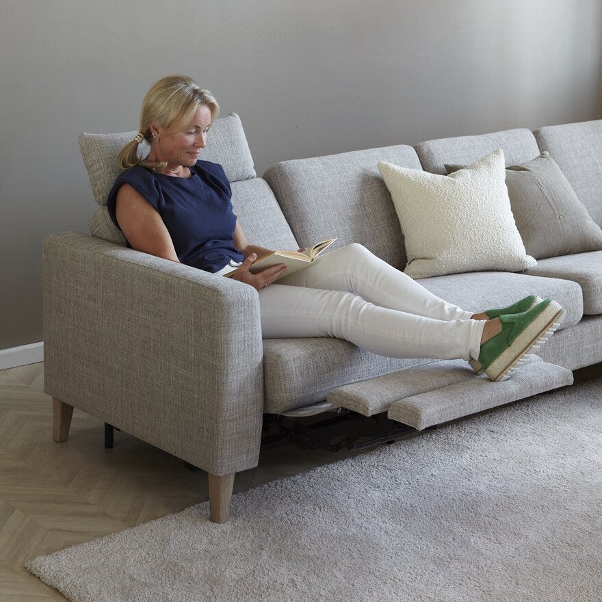 ETON Hjørnesofa med recliner i Beige/natur