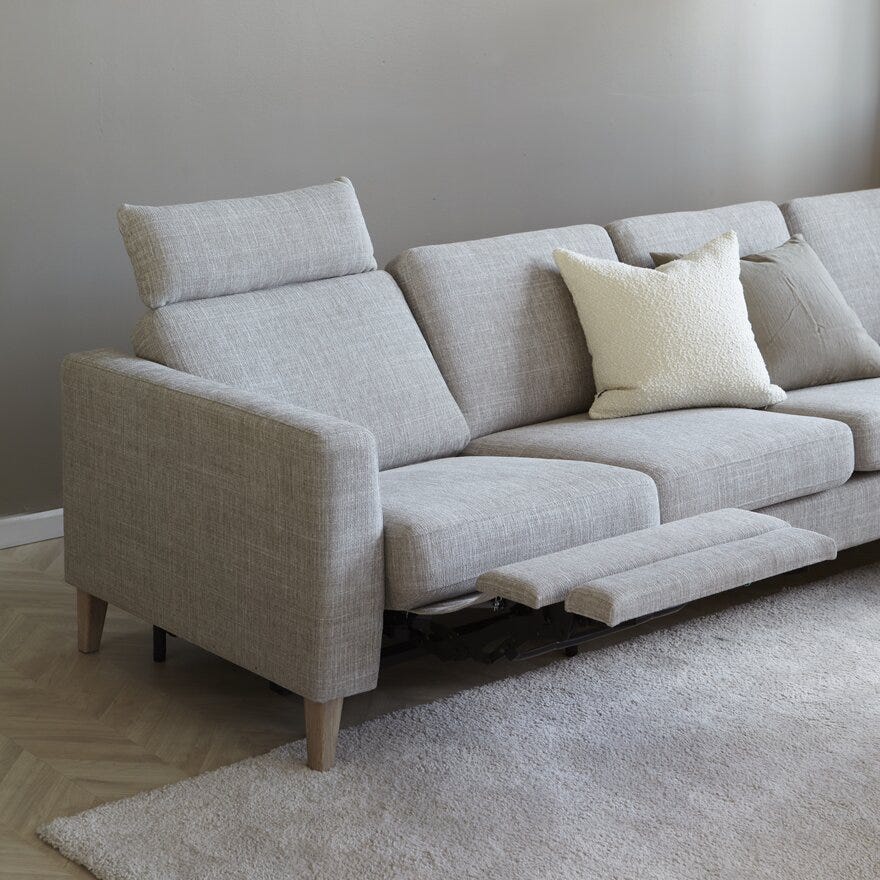 ETON Hjørnesofa med recliner i Beige/natur