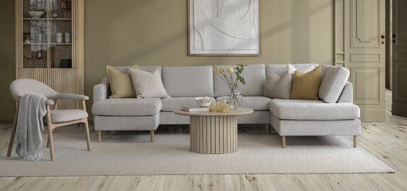 FREJA Hjørnesofa i Beige/natur