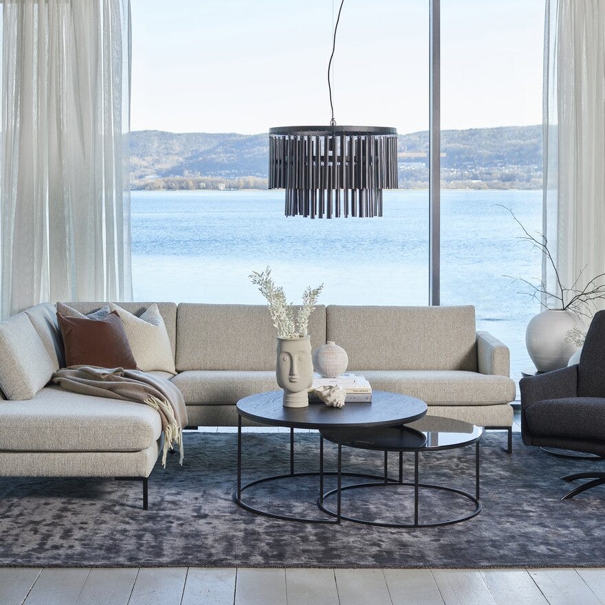 LEVI Hjørnesofa med endeavslutning i Beige/natur