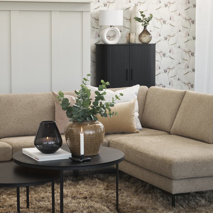 LEVI Hjørnesofa med endeavslutning i Beige/natur