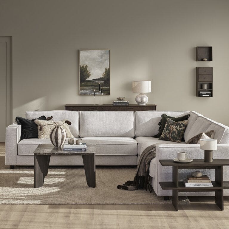 LUKAS Hjørnesofa i Beige/natur