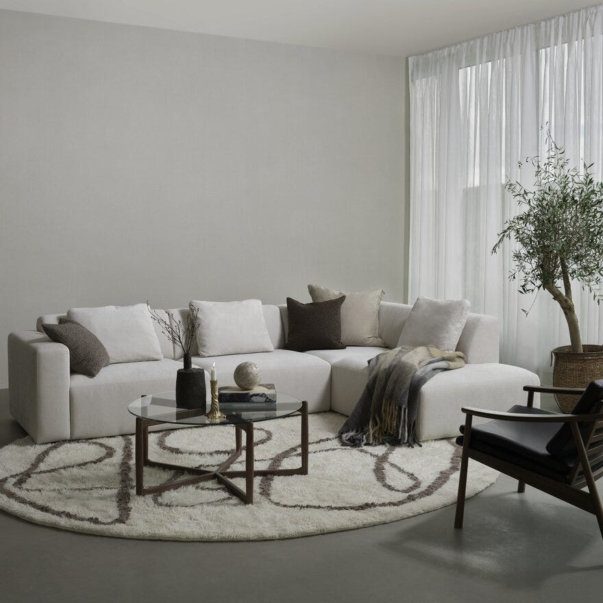OTELLO LUX Hjørnesofa med endeavslutning i Beige/natur