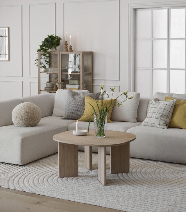 OTELLO LUX Hjørnesofa med endeavslutning i Beige/natur