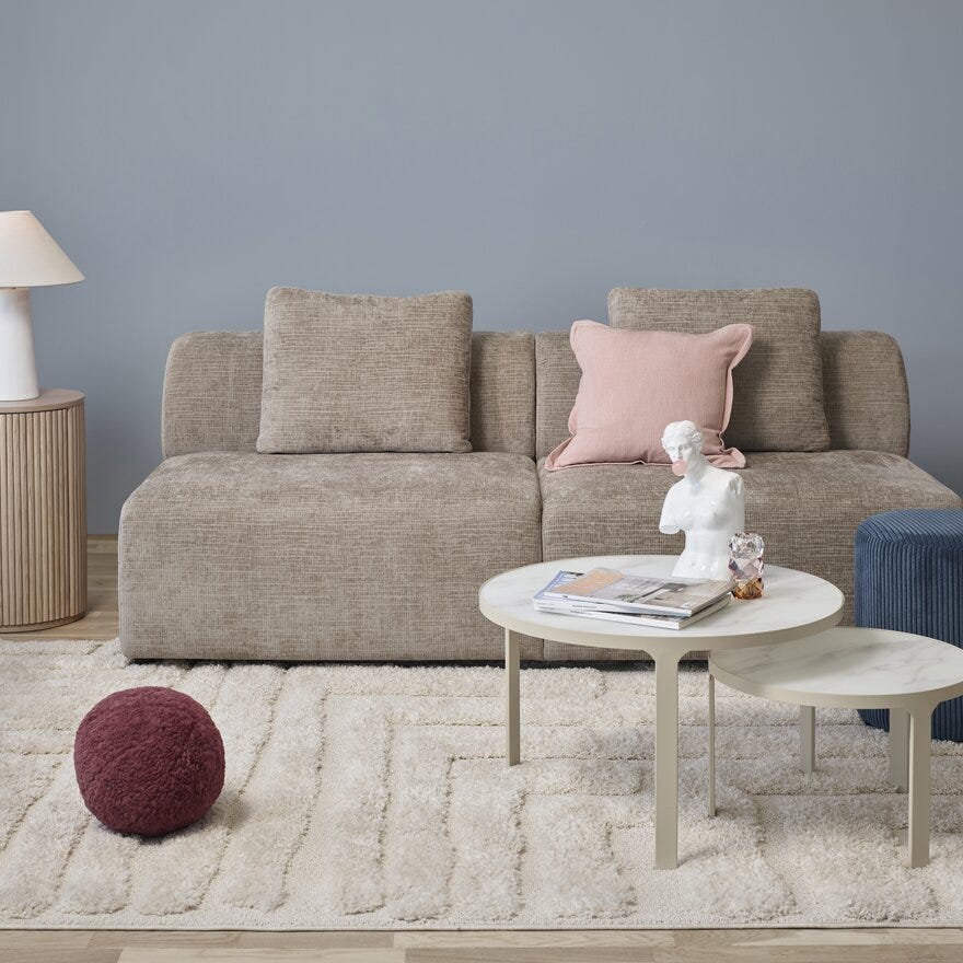NAKAMEGURO Sofabordsett Ø70 cm i Beige/natur