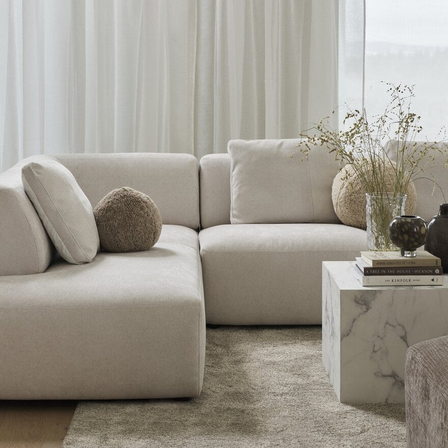OTELLO LUX Hjørnesofa med endeavslutning i Beige/natur