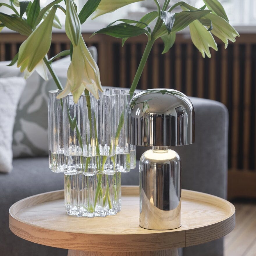 Sindig LIOTTA Bordlampe oppladbar H26 cm i Sølv