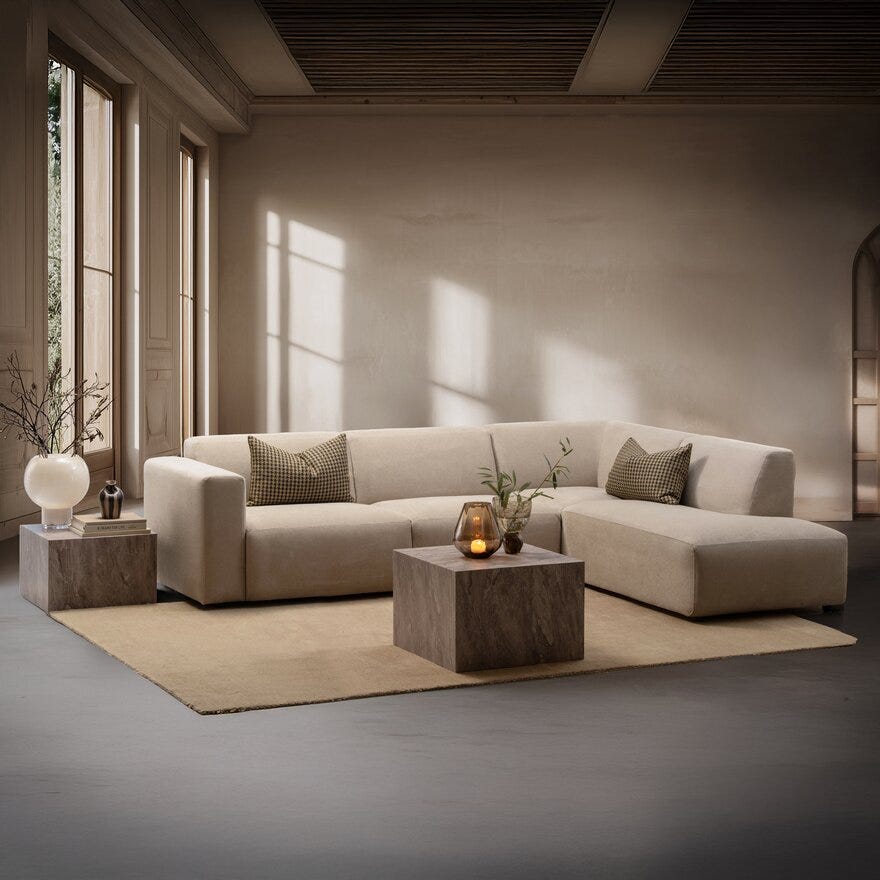 OTELLO Hjørnesofa i Beige/natur